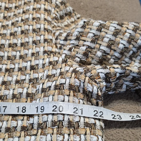 C30 Chico's Elegant Basket Weave Blazer Jacket Sz 2 (LG) Opened Front Textured - Picture 8 of 11